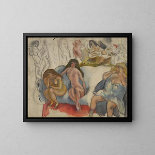 Frauen galant - Jules Pascin — gerahmtes Bild an der Wand