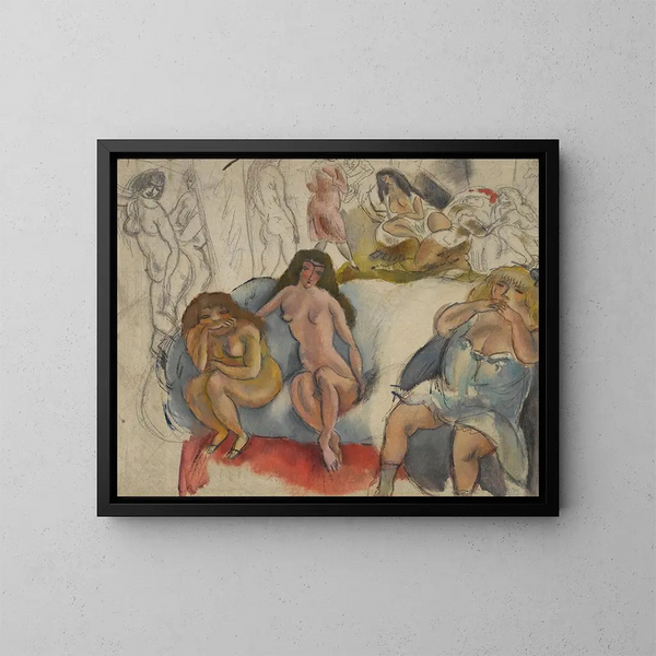 Frauen galant - Jules Pascin — gerahmtes Bild an der Wand