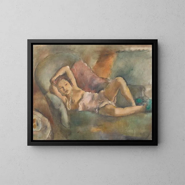 Die schlafende Mädchen - Jules Pascin — gerahmtes Bild an der Wand