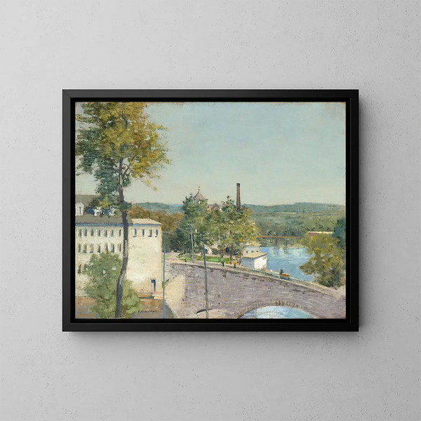 Moulins della US Thread Company, Willimantic, Connecticut - Julian Alden Weir — quadro incorniciato alla parete