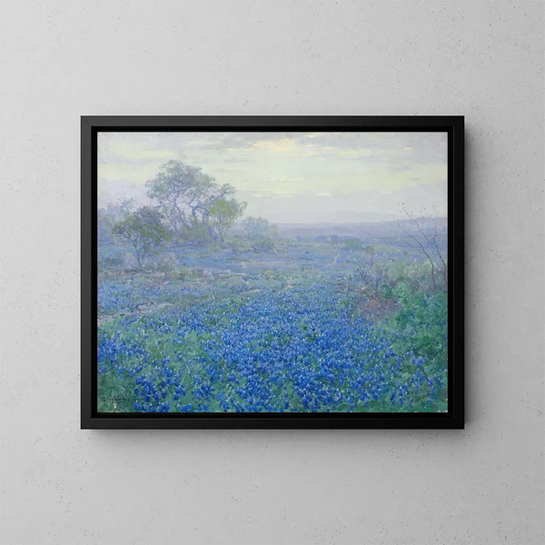 Un jour nuageux, dei bluebonnets vicino a San Antonio, Texas - Julian Onderdonk — quadro incorniciato alla parete
