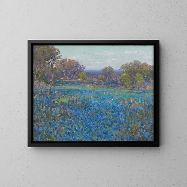 Ein Feld von Bluebonnets unter dem Nachmittagssonnenschein - Julian Onderdonk — gerahmtes Bild an der Wand