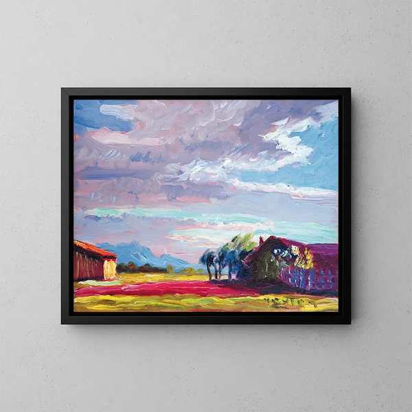 Sonnenuntergang am Abend - Julius Exter — gerahmtes Bild an der Wand
