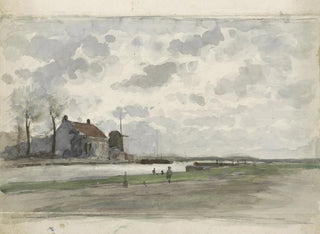 Julius Jacobus van de Sande Bakhuyzen - Vaart met een molen.webp