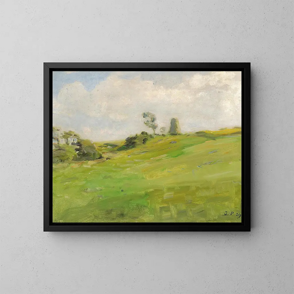 Landschaft mit Bäumen am Horizont - Julius Paulsen — gerahmtes Bild an der Wand