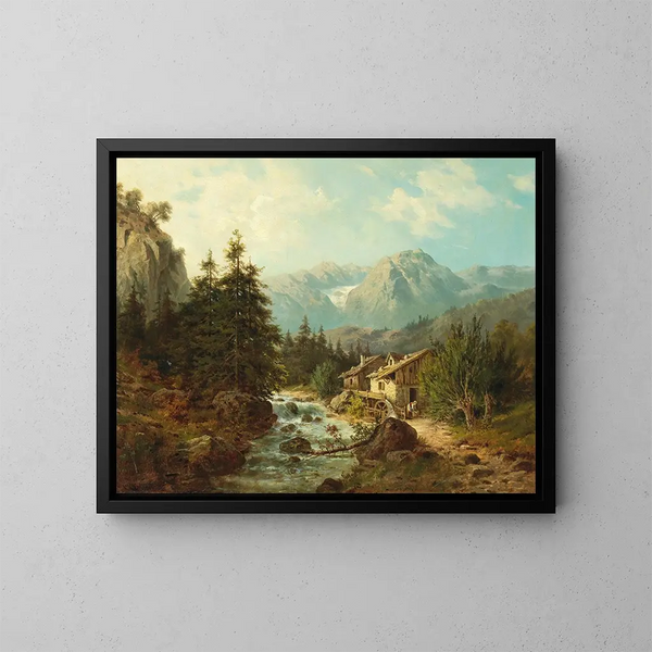 Mulino sul bordo del ruscello - Julius Rose — quadro incorniciato alla parete