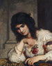 Dame auf der Brust mit einer Rose - Julius Schrader — Ansicht des Kunstwerks