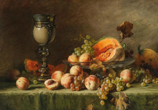 Julius Victor Carstens - A Still Life with Peach Grapes and Pumpkin.webp