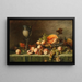 Natura morta con pesca, uva e zucca - Julius Victor Carstens — quadro incorniciato alla parete