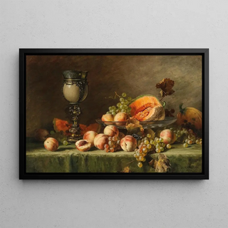 Julius Victor Carstens - A Still Life with Peach Grapes and Pumpkin.webp