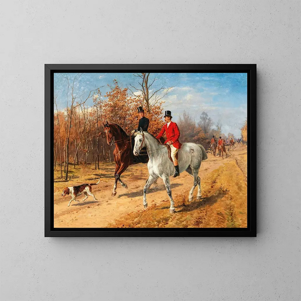 Jagd auf die Hetzjagd - Julius von Blaas — gerahmtes Bild an der Wand