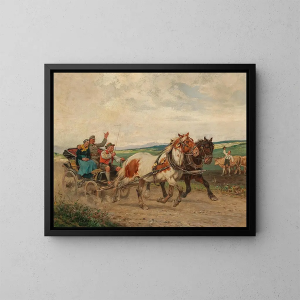 Le Retour à la maison - Julius von Blaas — gerahmtes Bild an der Wand