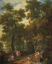 Landscape Arcadian painting with shepherds playing music and dancing - Jurriaan Andriessen — artwork view