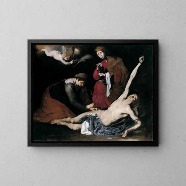 San Sebastiano curato dalle sante donne - Jusepe de Ribera — quadro incorniciato alla parete