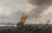 Un Estuario con Barche Leggere al Vento Forte Vista di Haarlem in lontananza - Justus de Verwer — vista dell’opera
