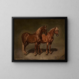 Due cavalli - Józef Brodowski — quadro incorniciato alla parete