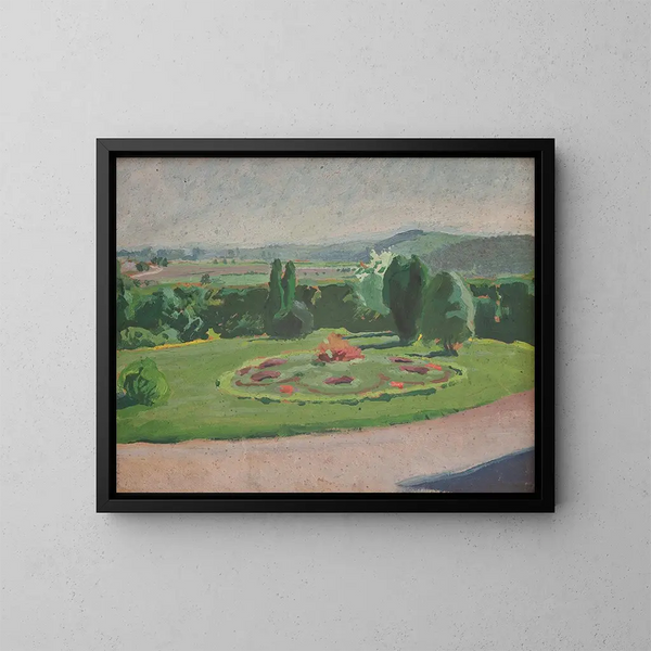 Parterre di fiori davanti alla villa - Józef Mehoffer — quadro incorniciato alla parete