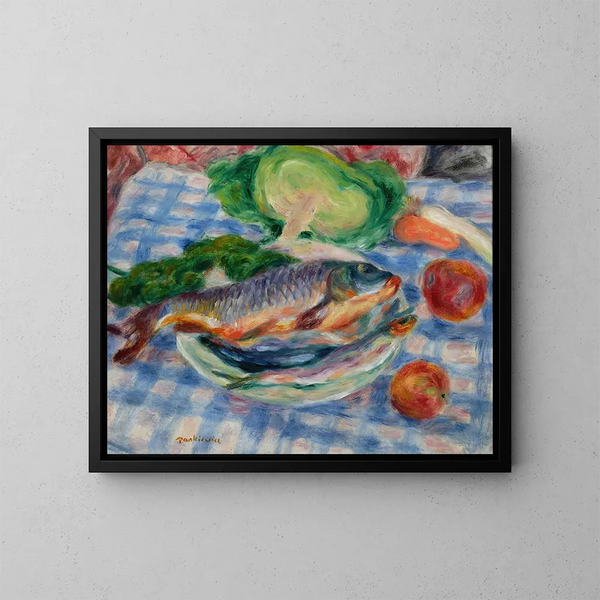 Natura morta con un pesce gatto - Józef Pankiewicz — quadro incorniciato alla parete