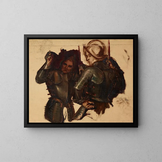 Jzef Simmler - Figures of Armoured Guards Study to the Painting Catherine Jagiellon in Gripsholm Prison.webp
