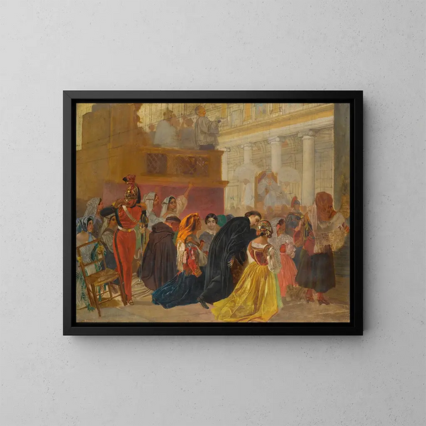 Studio per il ritorno del Papa Pio IX a Roma nel 1850 - Karl Bryullov — quadro incorniciato alla parete
