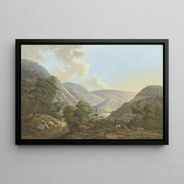 Kleines Dorf im Rheintal - Karl Franz Kraul — gerahmtes Bild an der Wand
