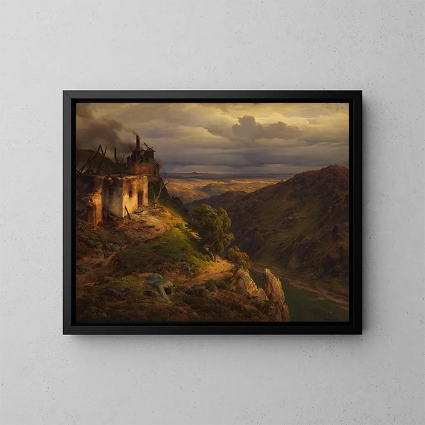 Landschaft - Karl Friedrich Lessing — gerahmtes Bild an der Wand