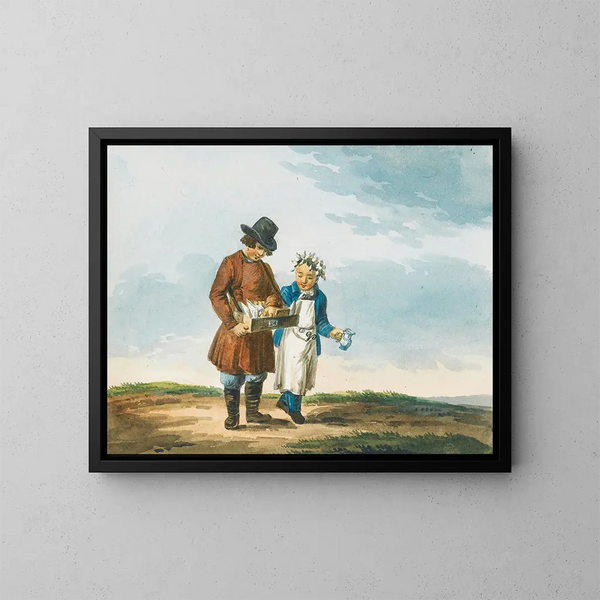 Zwei junge Straßenverkäufer - Karl Ivanovich Kollman — gerahmtes Bild an der Wand