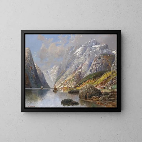 Landschaft des Holmstedt-Fjords - Karl Kaufmann — gerahmtes Bild an der Wand