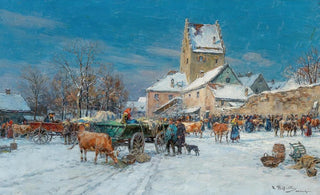 Karl Stuhlmller - A Market Scene in Winter.webp