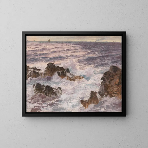 Aufgewühlte Meere vor Capri - Karl Theodor Boehme — gerahmtes Bild an der Wand