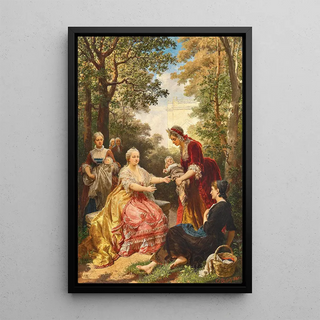 Karl von Blaas - Empress Maria Theresa Taking Care of the Infant of a Poor Woman in the Garden of Schnbrunn Palace.webp