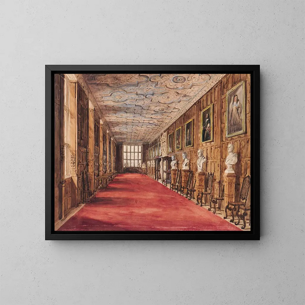 La galleria lunga di Aston Hall - Katherine Muirhead — quadro incorniciato alla parete