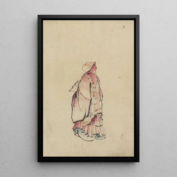 Katsushika Hokusai - Side view of a monk fulllength portrait facing left wearing gown with hood.webp