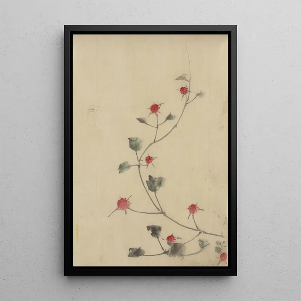 Katsushika Hokusai - Small red blossoms on a vine.webp