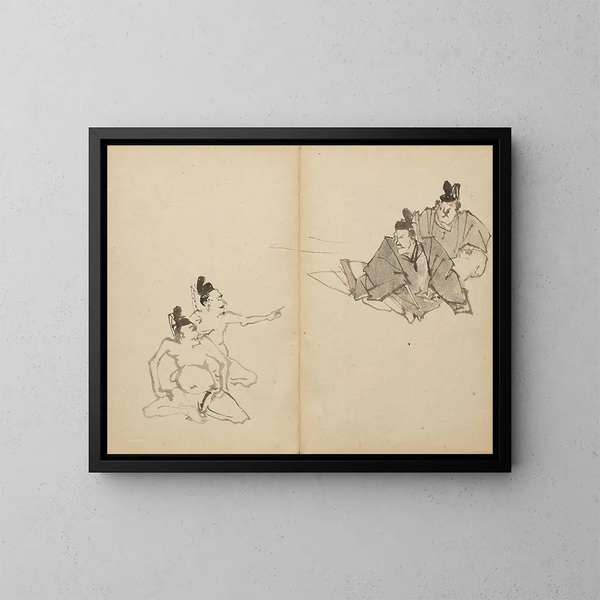 Concours de pets des courtisans - Kawanabe Kyōsai — gerahmtes Bild an der Wand