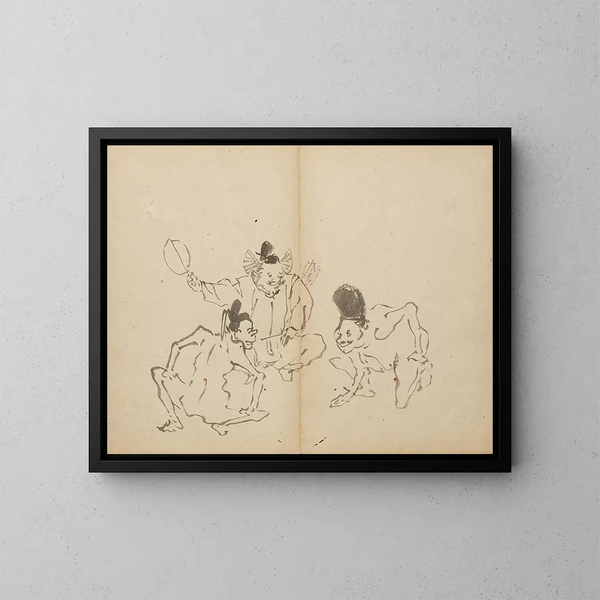 Kampf im Ring - Kawanabe Kyōsai — gerahmtes Bild an der Wand