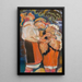 Triptych painting of Palm Sunday girls Houtsoules - Kazimierz Sichulski — framed artwork on a wall