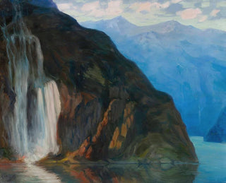 Landschaft mit Wasserfall - Kazimierz Stabrowski — Ansicht des Kunstwerks