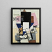 Composition with the Mona Lisa - Kazimir Malevich — framed artwork on a wall