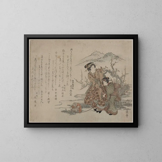 Keisai Eisen - Baika saru hiku musume.webp