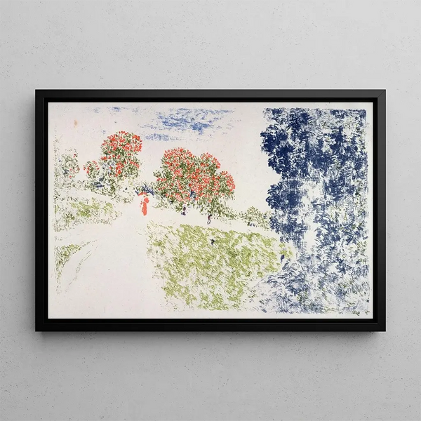 Frau in Rot in einer Landschaft - Ker Xavier Roussel — gerahmtes Bild an der Wand