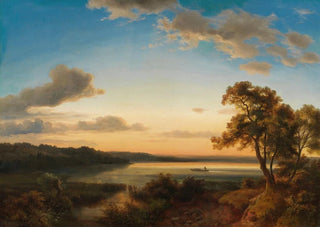 Kilian Metzinger - Morgendliche Seelandschaft mit heimkehrendem Fischer.webp
