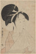 Kopf einer Frau, die ein Handtuch im Mund hält - Kitagawa Utamaro — Ansicht des Kunstwerks