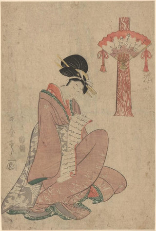 Kitagawa Utamaro - Woman with Scroll.webp