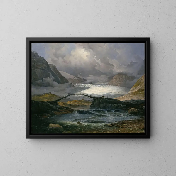 Gletscher Nigardsbreen im Tal von Justedalen - Knud Baade — gerahmtes Bild an der Wand