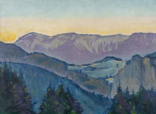 Koloman Moser - Blick auf die Rax von der Villa Mautner v Markhof im Abendlicht.webp