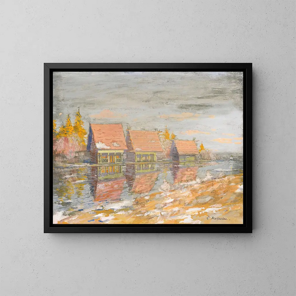 Datchas am Flussufer - Konstantin Alexeïevitch Korovine — gerahmtes Bild an der Wand