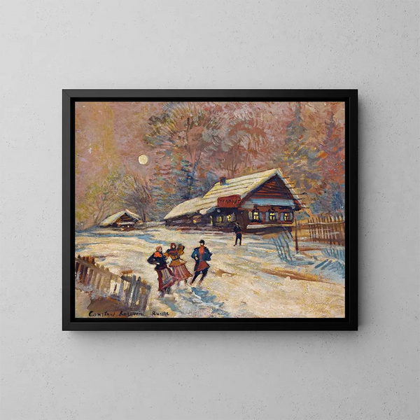 Fêteurs devant la taverne - Konstantin Alexeïevitch Korovine — gerahmtes Bild an der Wand