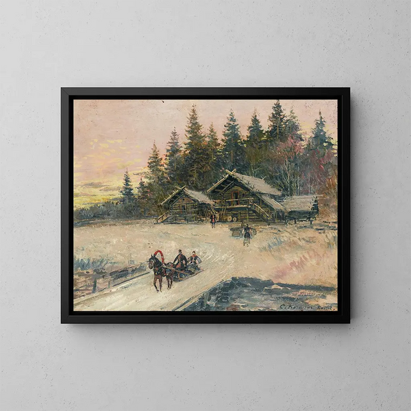 Scène d'hiver avec troïka - Konstantin Alexeïevitch Korovine — quadro incorniciato alla parete