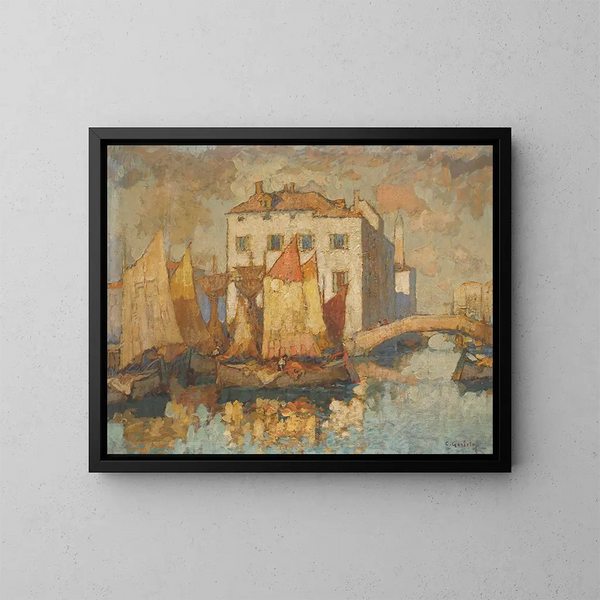 Pescatore a Chioggia - Konstantin Ivanovich Gorbatov — quadro incorniciato alla parete